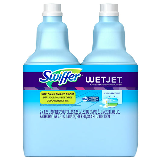 Swiffer WetJet Multi-Purpose Floor Cleaner Solution Refill, Open Window Fresh Scent (2 count, 42.2 fl oz each)