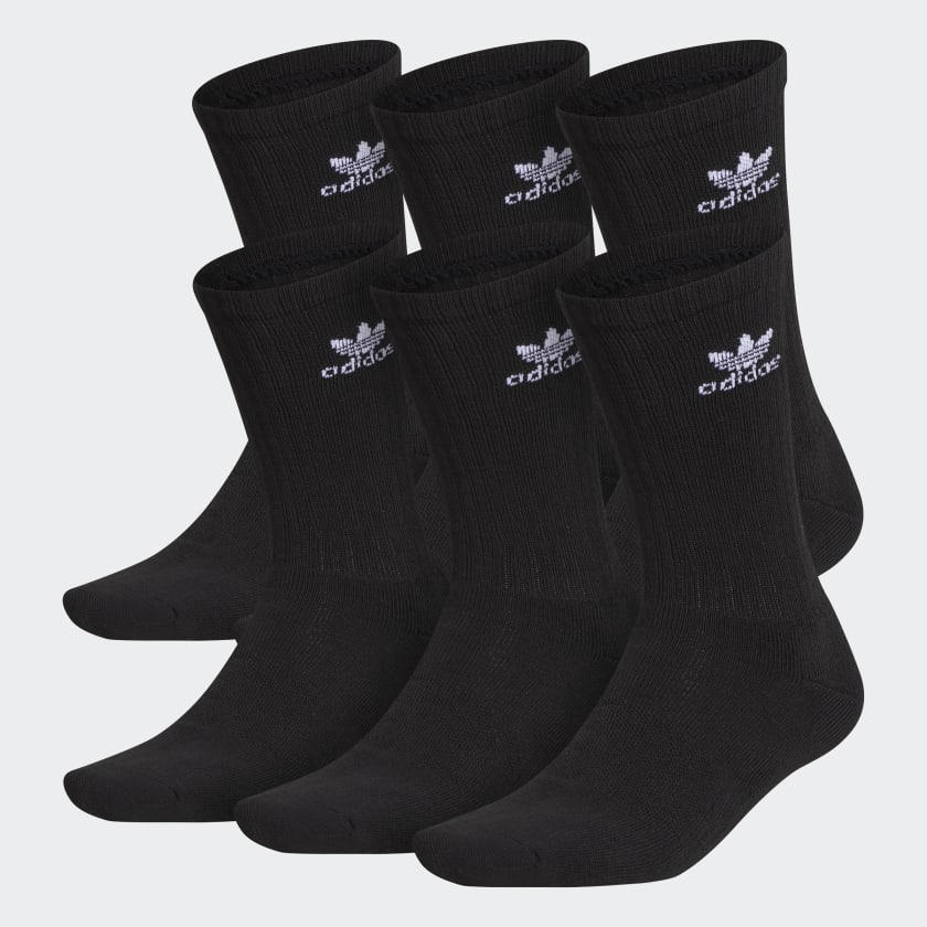 Adidas Trefoil Crew Socks 6 Pairs, Black White