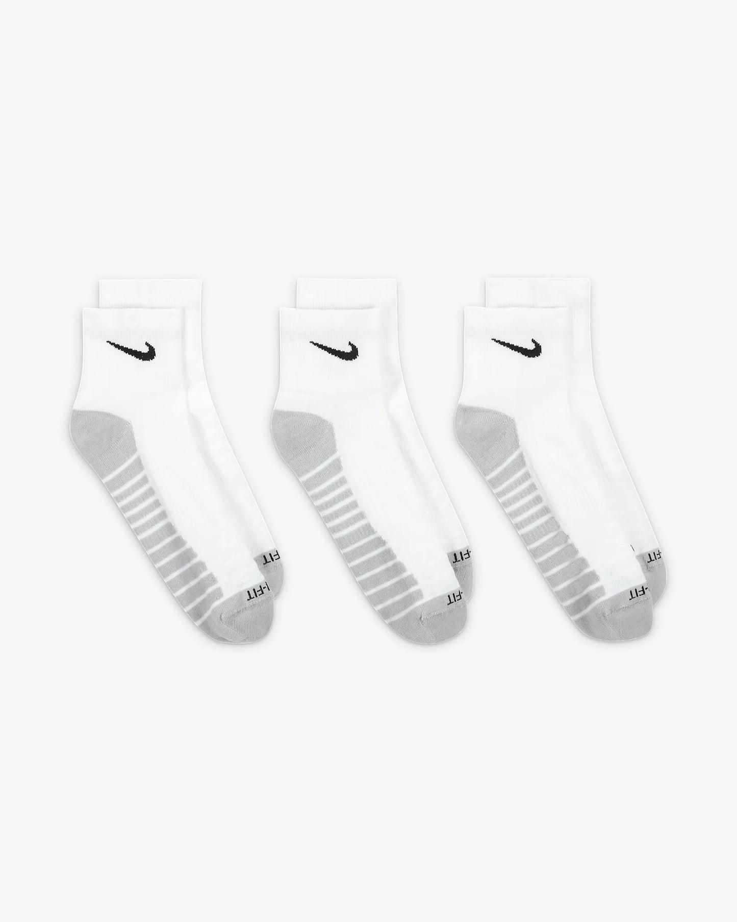 Nike Everyday Max Cushioned Training Ankle Socks (3 Pairs), White/Wolf Grey/Black