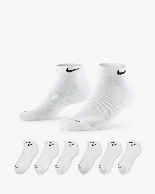 Nike Everyday Plus Cushioned Training Low Socks (6 Pairs), White/Black