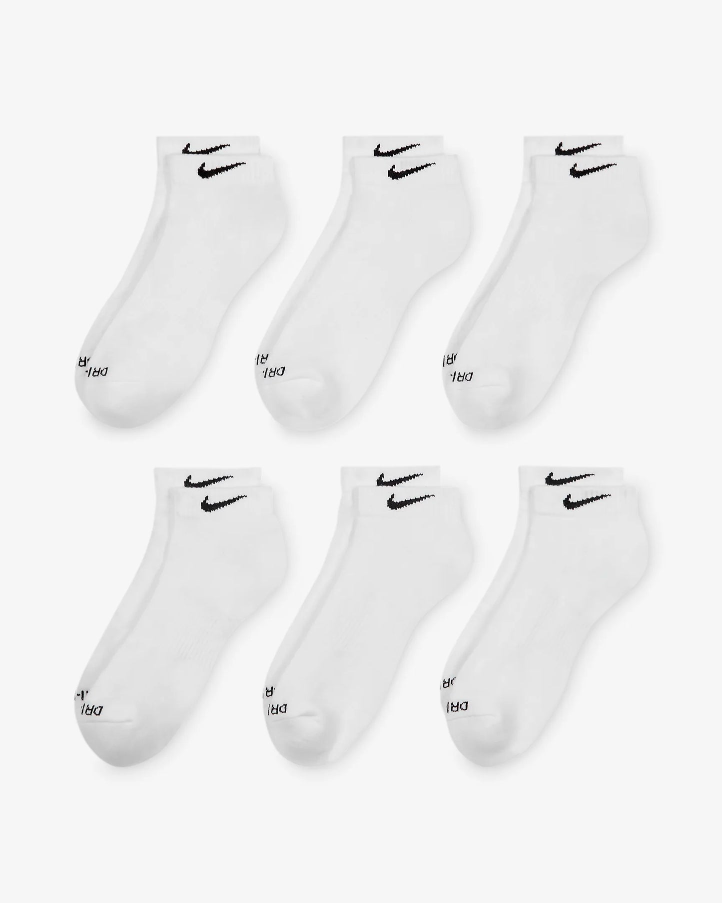 Nike Everyday Plus Cushioned Training Low Socks (6 Pairs), White/Black