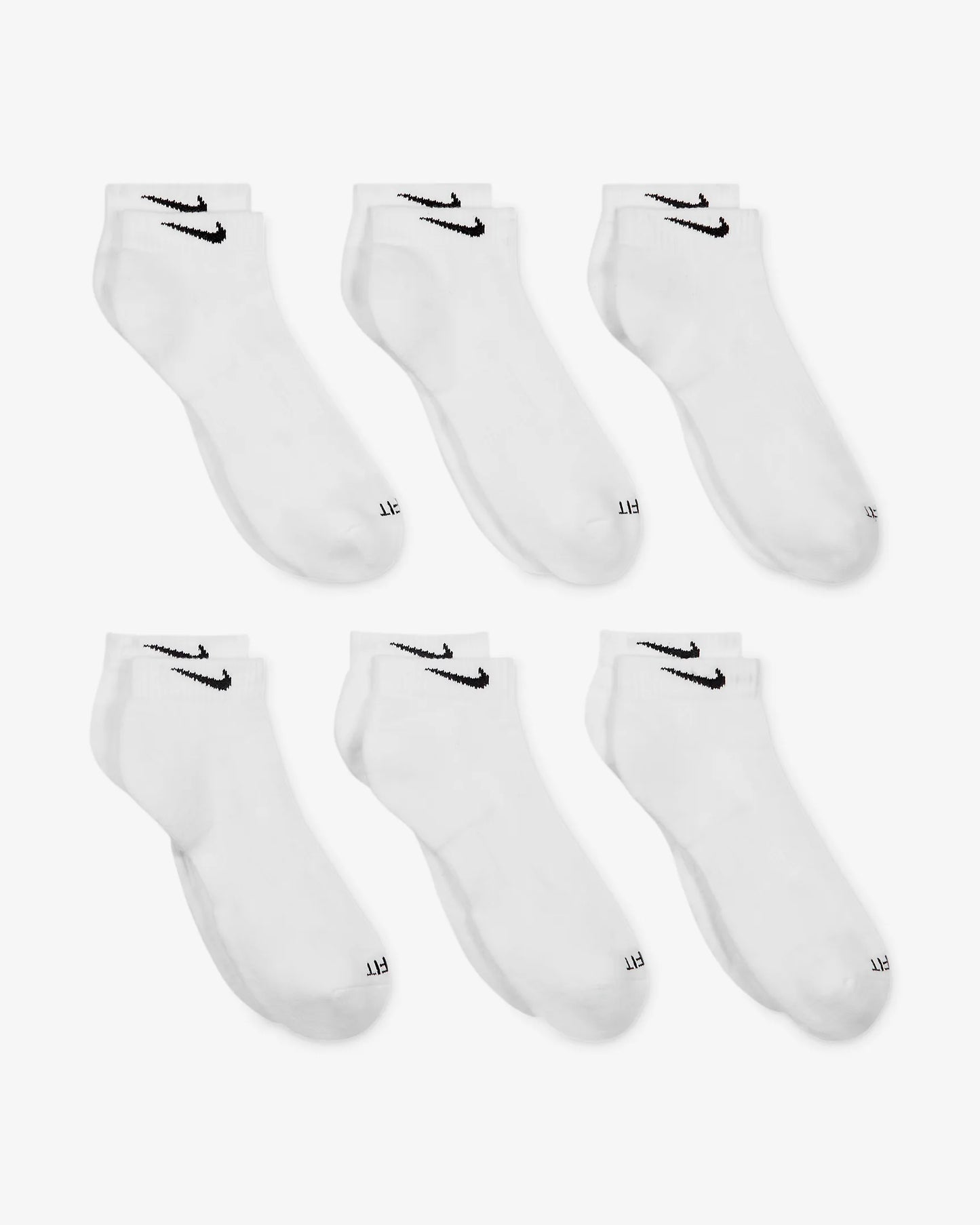 Nike Everyday Plus Cushioned Training Low Socks (6 Pairs), White/Black