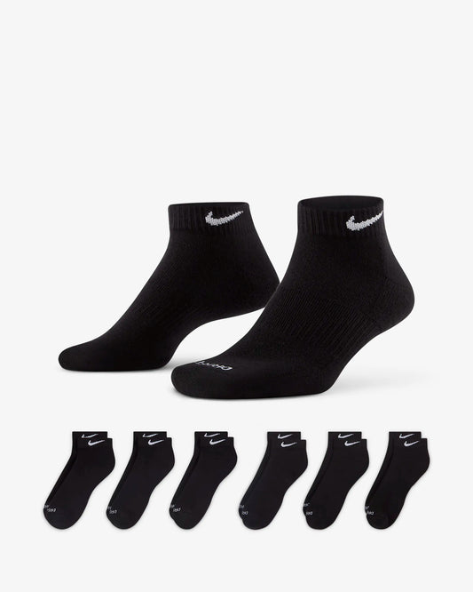 Nike Everyday Plus Cushioned Training Low Socks (6 Pairs), Black/White