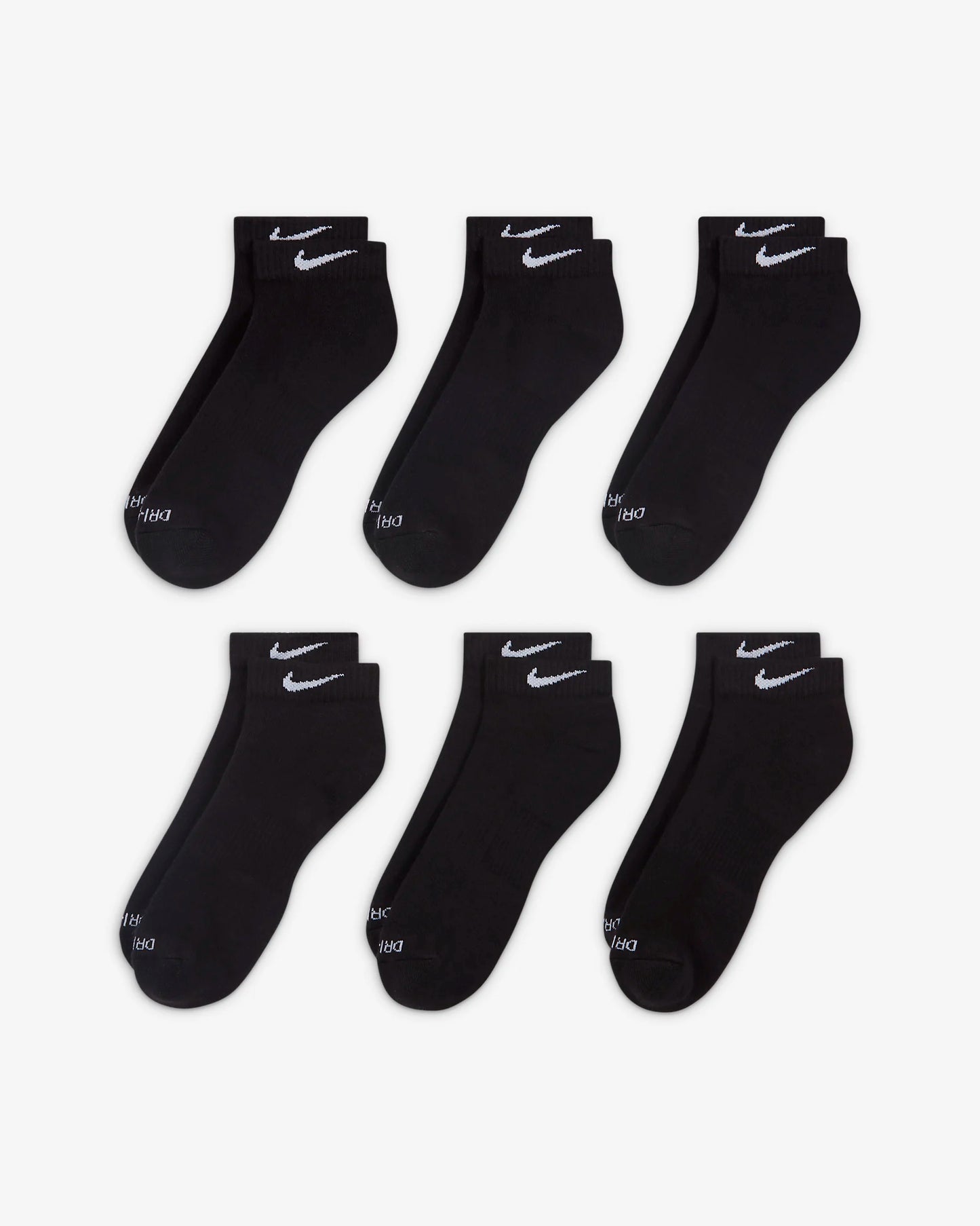 Nike Everyday Plus Cushioned Training Low Socks (6 Pairs), Black/White