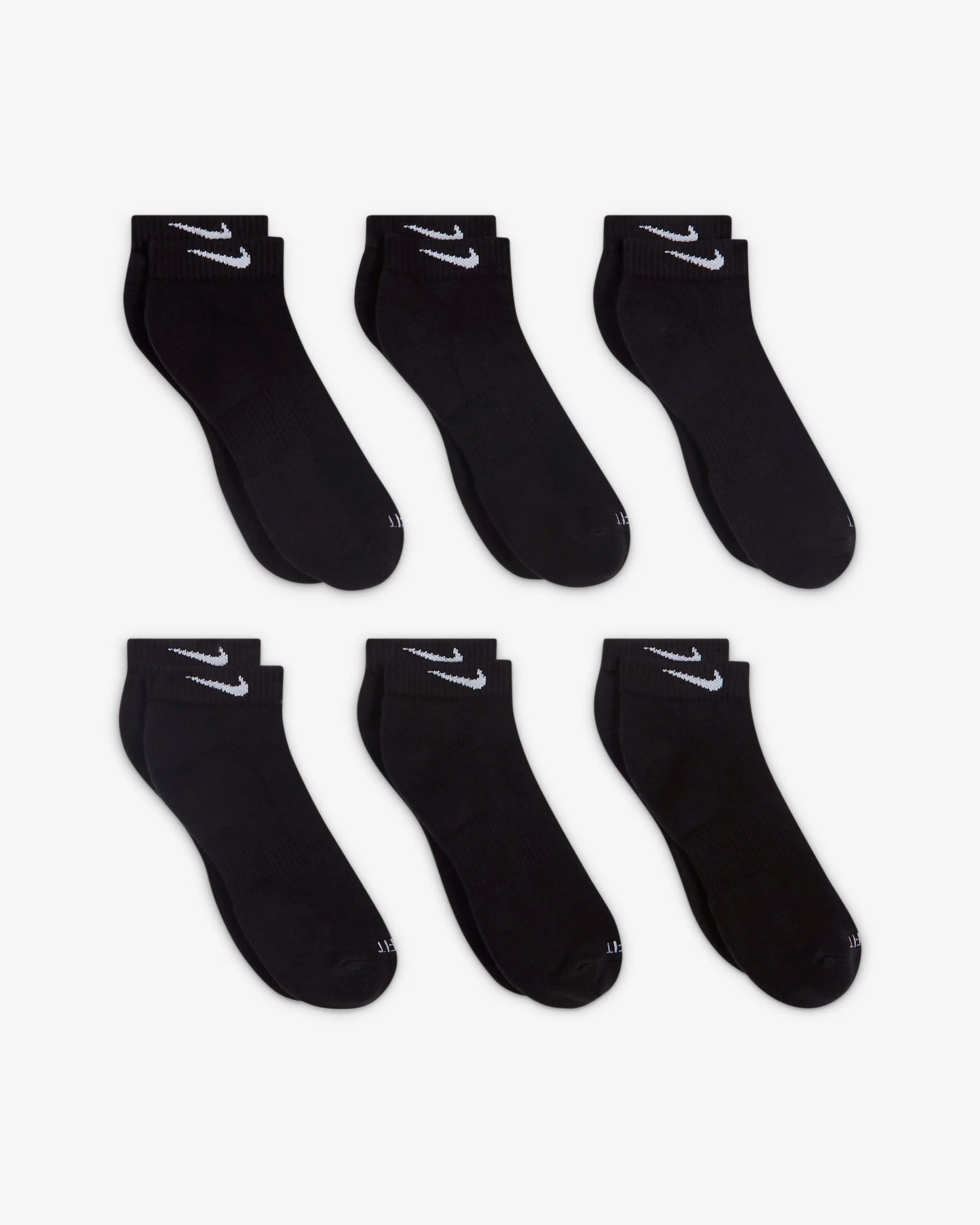 Nike Everyday Plus Cushioned Training Low Socks (6 Pairs), Black/White