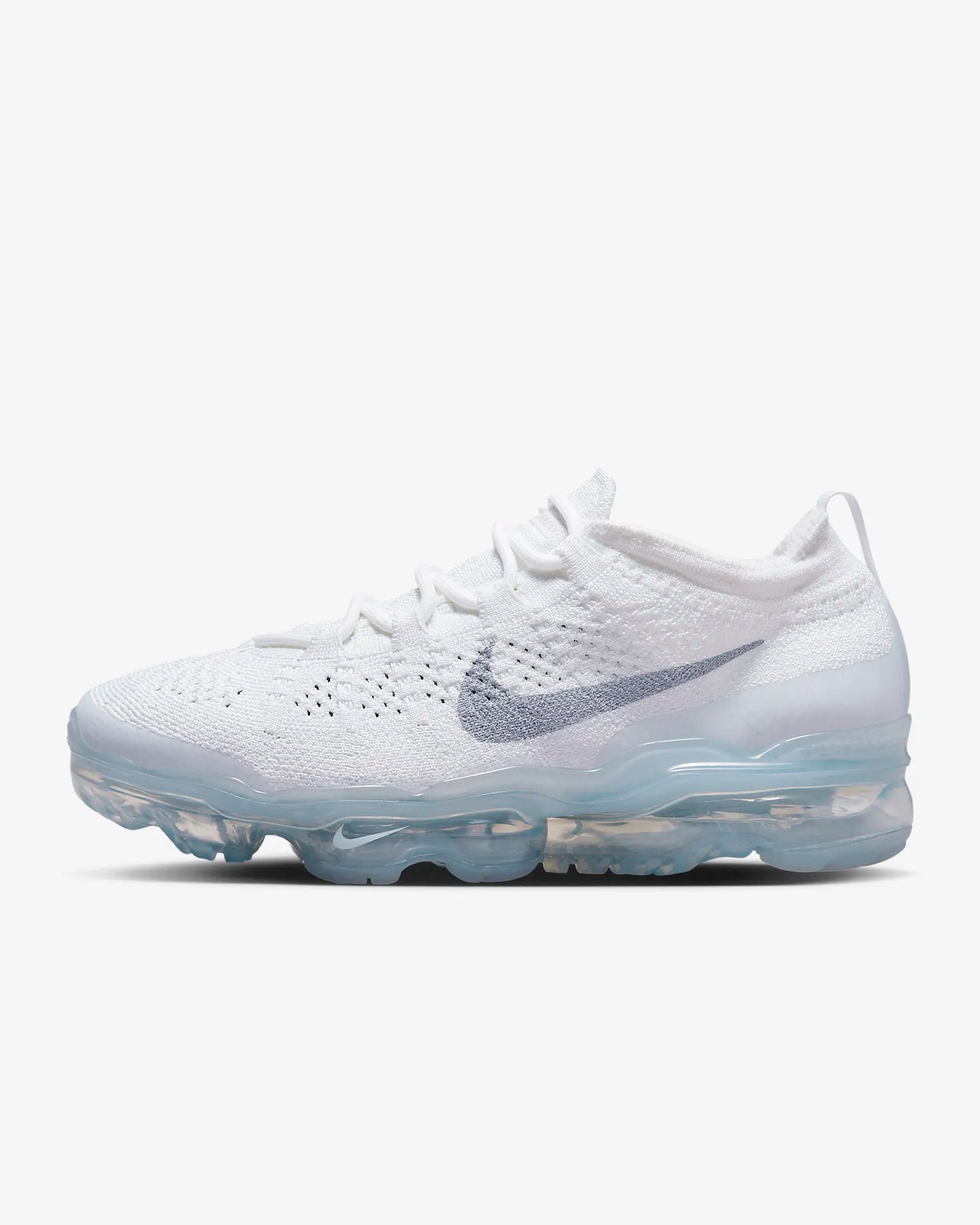 Nike Women's Air VaporMax 2023 Flyknit Shoes, White/Metallic Silver/Metallic Silver/Pure Platinum