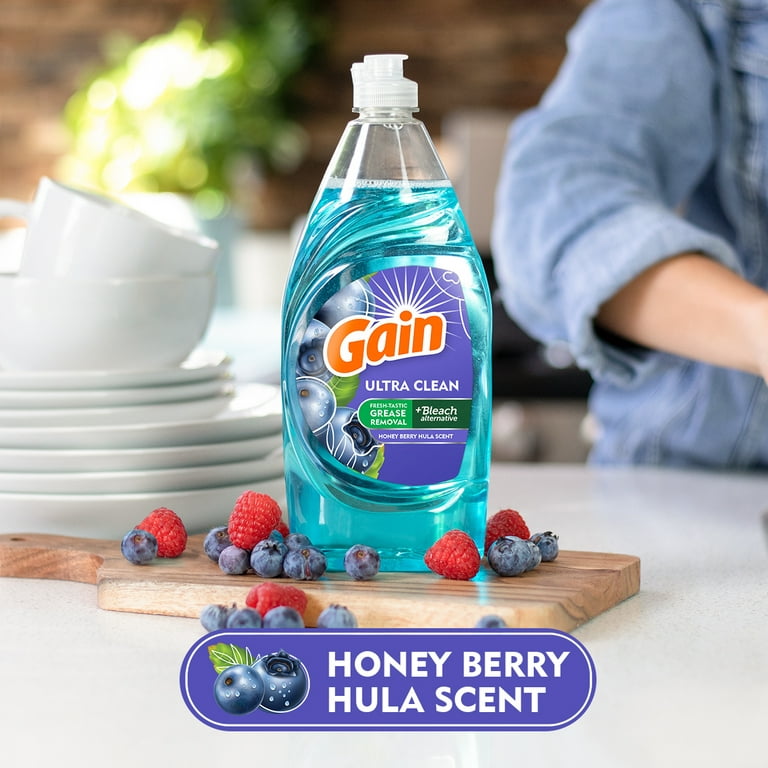 Gain Ultra Dish Washing Liquid Dish Soap, Honey Berry Hula Scent, 90 fl oz