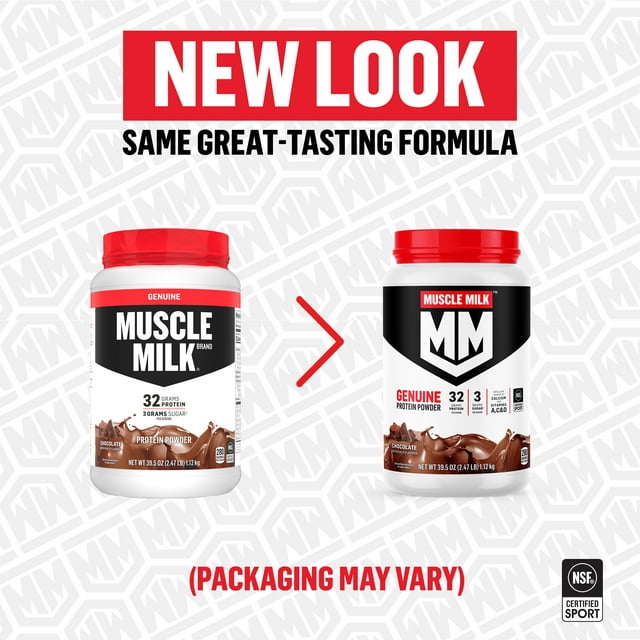 Muscle Milk Genuine Protein Powder, Chocolate, 1.93 Pound, 12 Servings