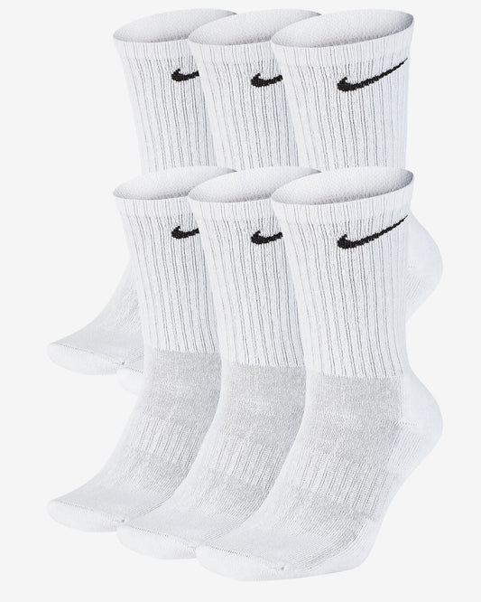 Nike Everyday Cushioned Training Crew Socks (6 Pairs), White/Black