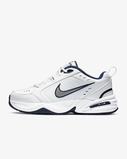 Nike Men's Air Monarch IV Workout Shoes, White/Metallic Silver